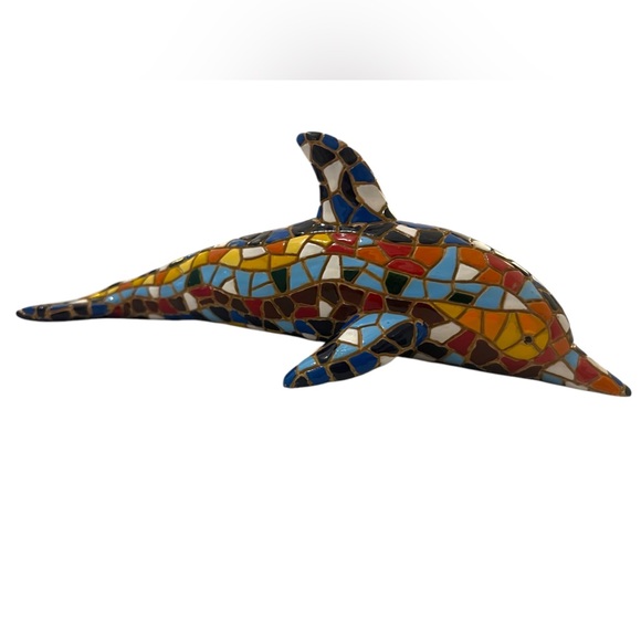 Barcino Designs Dolphin Figurine Art Multicoloured Mosaic Hand Painted Spain - Picture 4 of 8